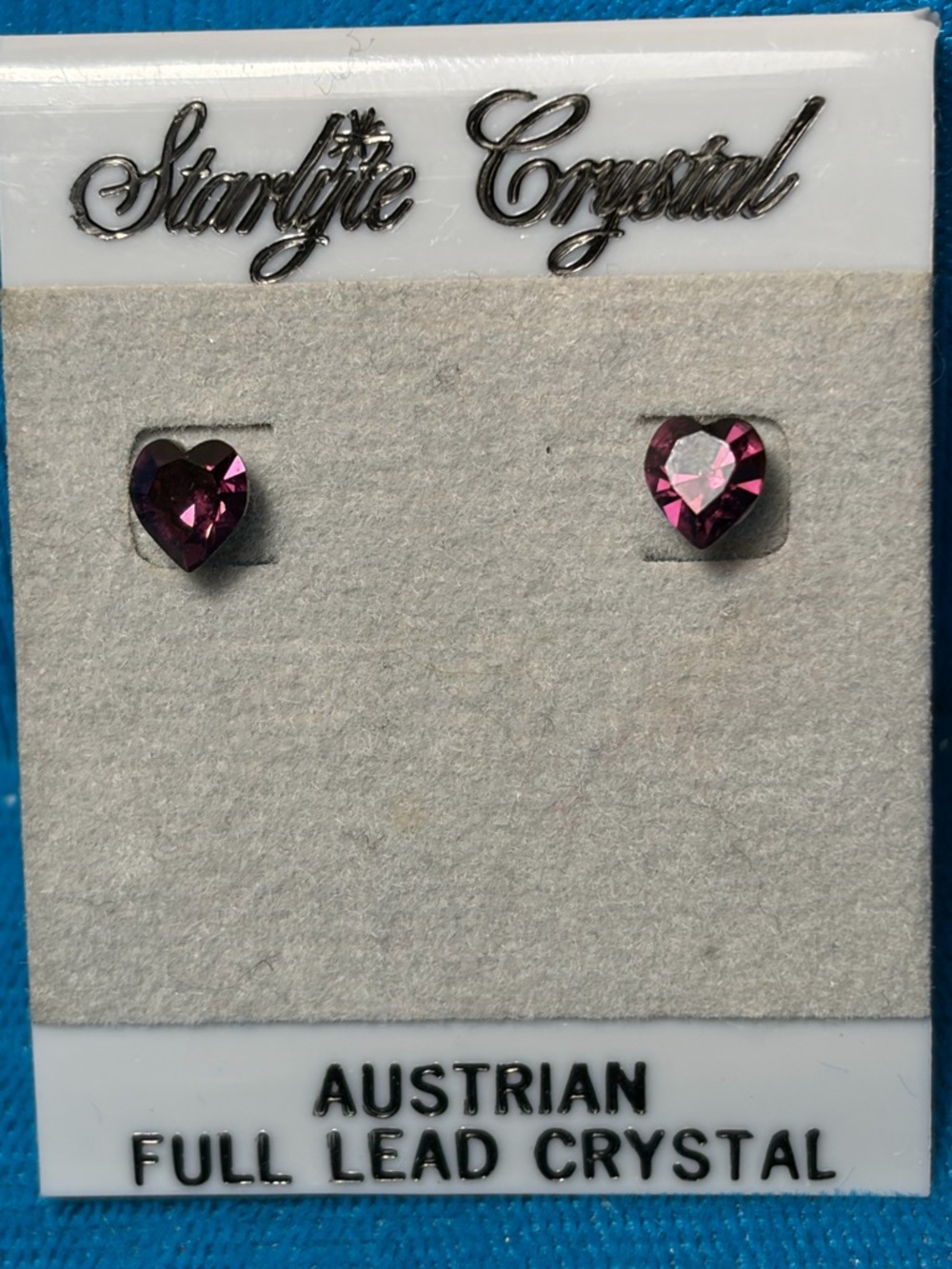 💜✨Vintage Starlite Crystal Purple Heart Studs - Austrian Full Lead Crystal✨💜